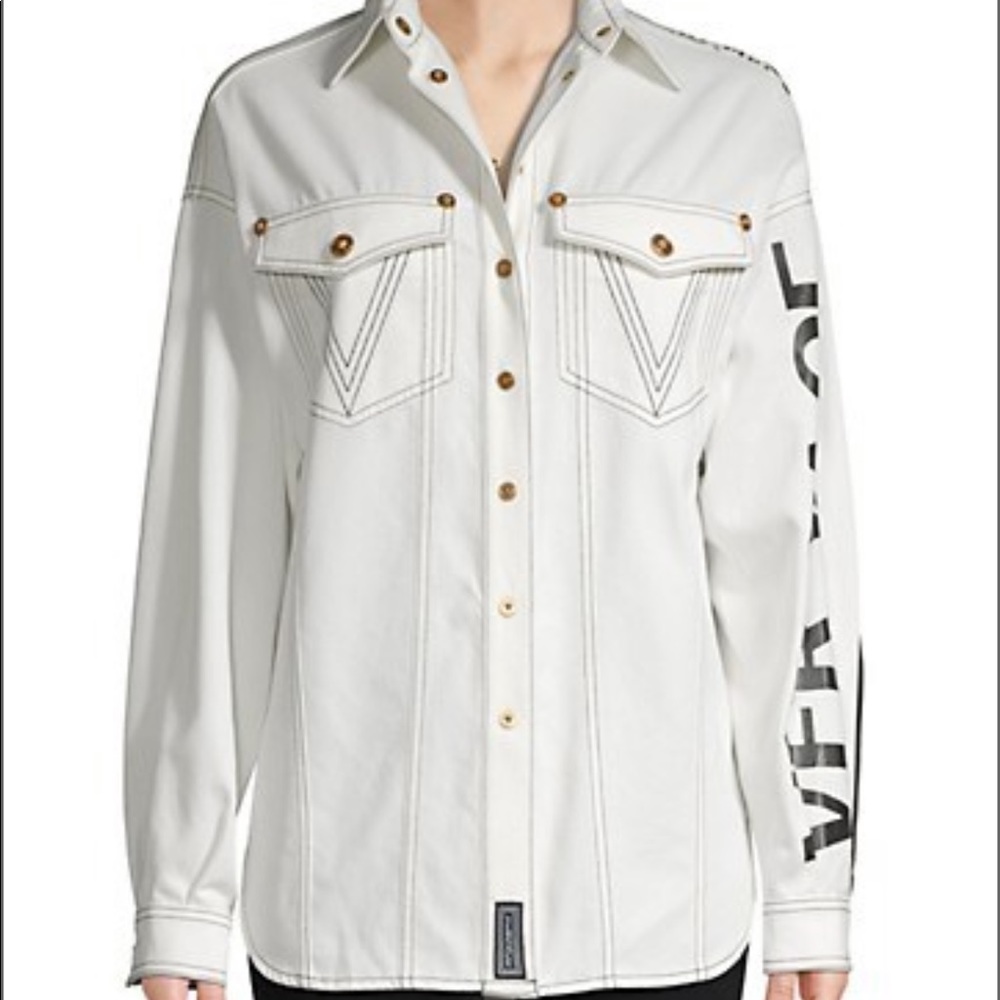 Versace logo denim shirt